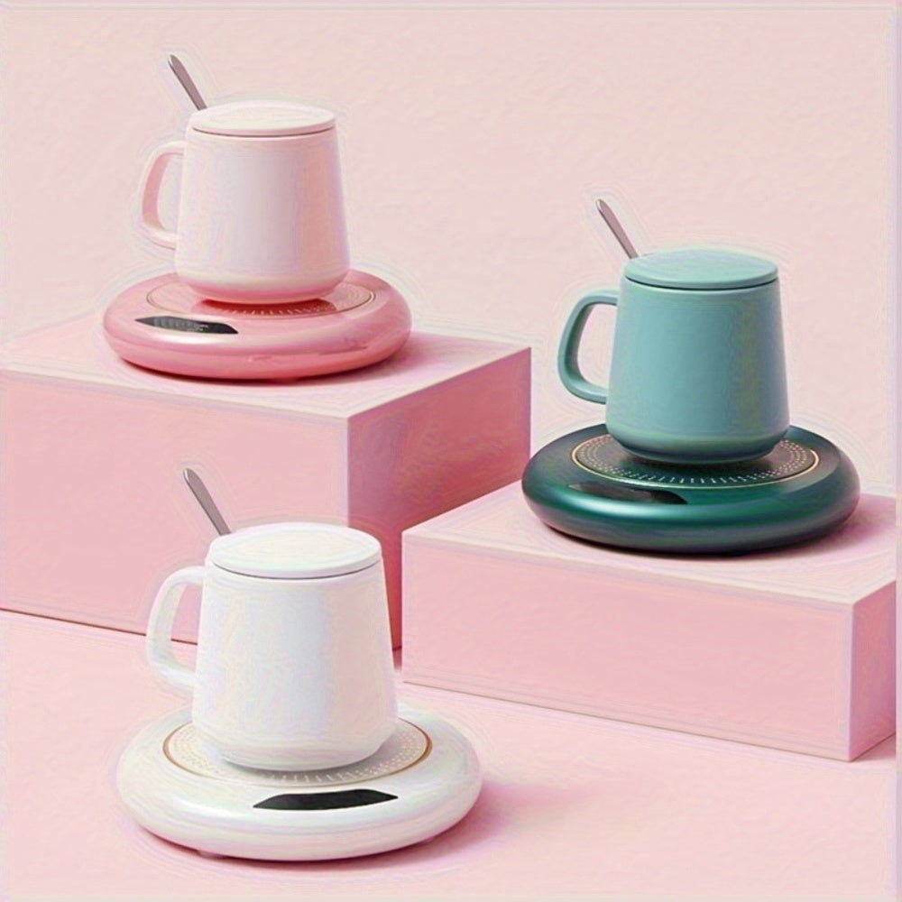Smart Electric Hot Cup Warmer with USB-Powered Pad, 3-Temperature Settings & 8-Hour Timer