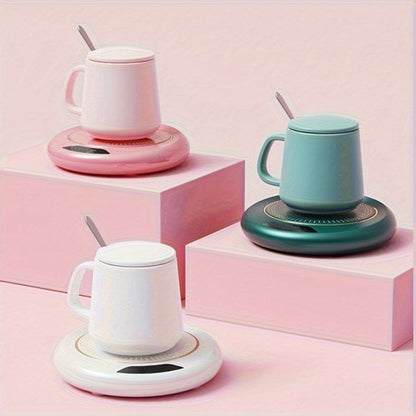 Smart Electric Hot Cup Warmer with USB-Powered Pad, 3-Temperature Settings & 8-Hour Timer