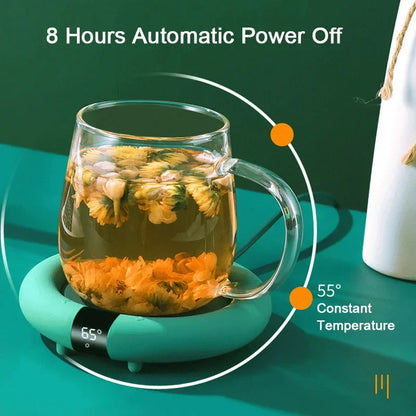 Smart Electric Hot Cup Warmer with USB-Powered Pad, 3-Temperature Settings & 8-Hour Timer